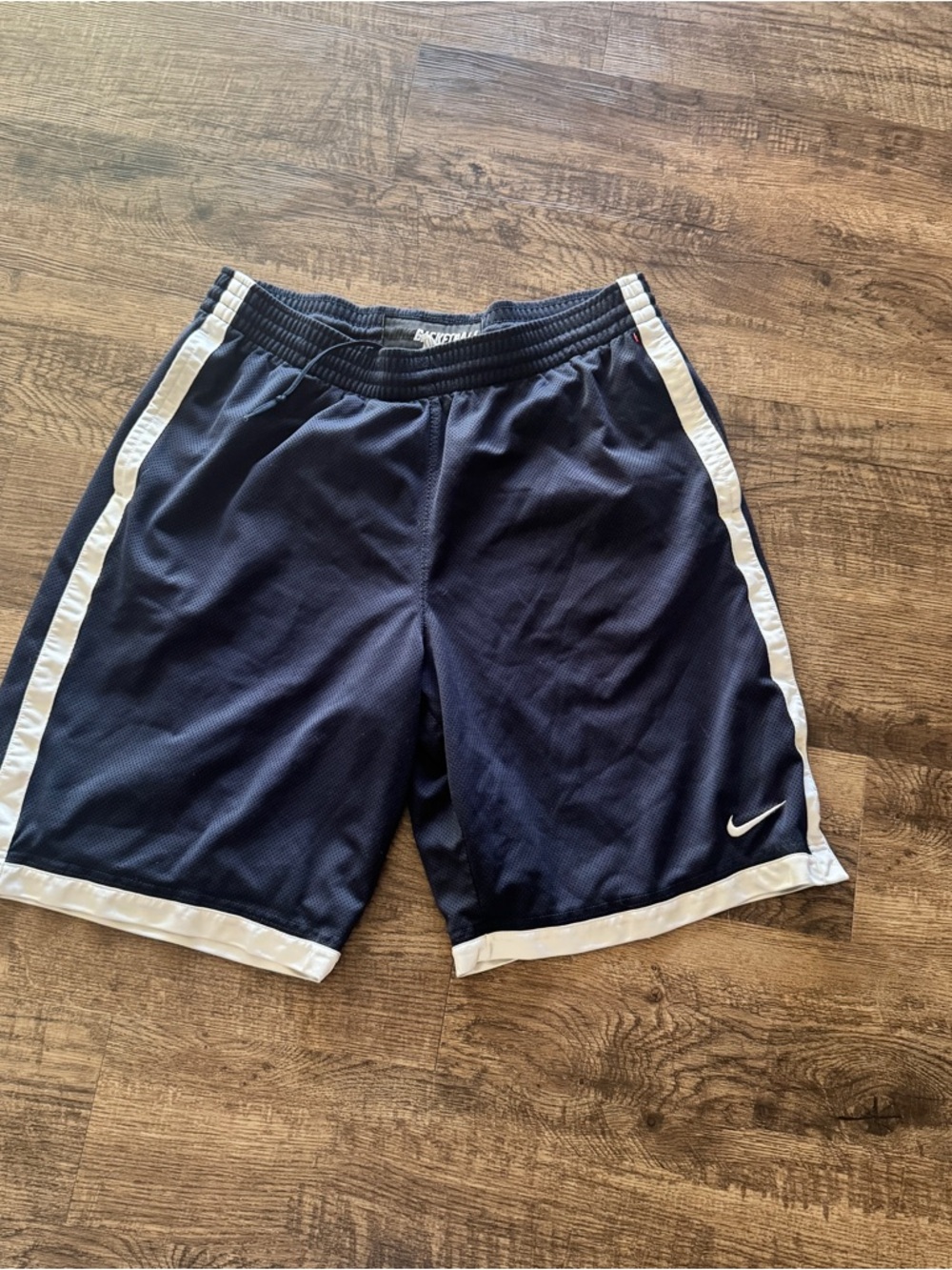 Nike Men’s Navy Athletic Shorts with White Side Stripes
